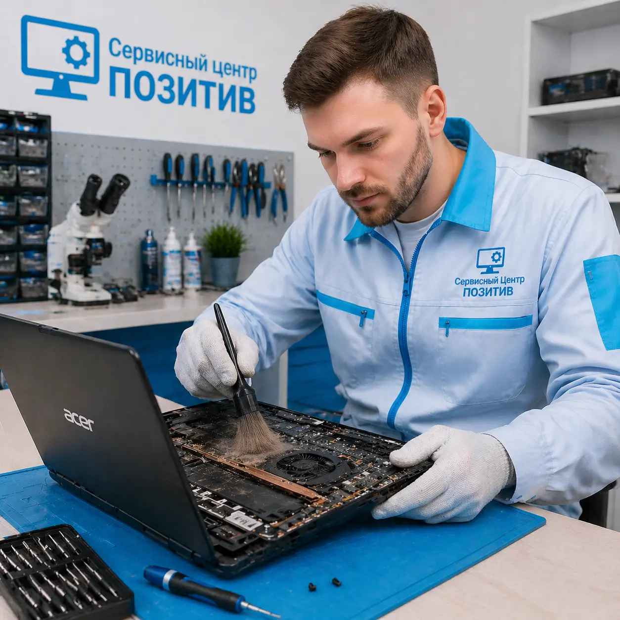 Чистка ноутбука Acer от пыли в Дзержинском | Замена термопасты